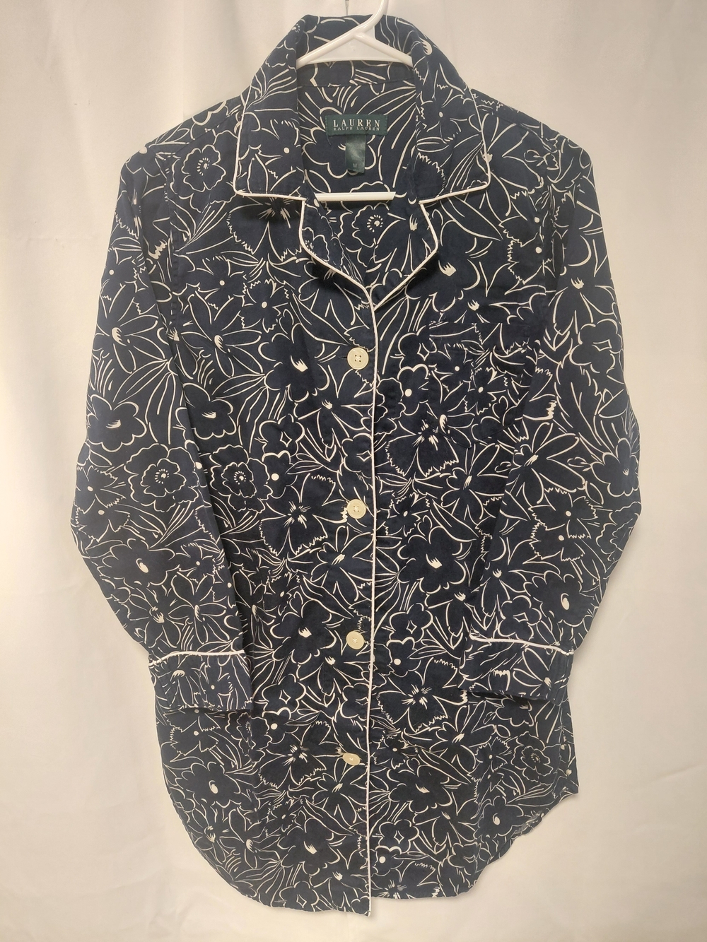 Lauren Ralph Lauren Navy Floral Button-Front Night Shirt